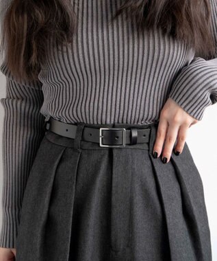 WEGO LスクエアバックルPUベルト ブラック