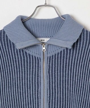 WEGO ダブルジップショートカーデ ブルー