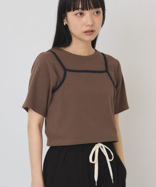 AMERICAN HOLIC 【2点セット】配色キャミ＋Tシャツ Brown