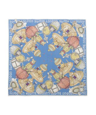 MOONBAT SWASH LONDON 大判シルクツイルスカーフ Trifle 68×68cm 日本製 スカイブルー