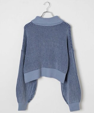 WEGO ダブルジップショートカーデ ブルー