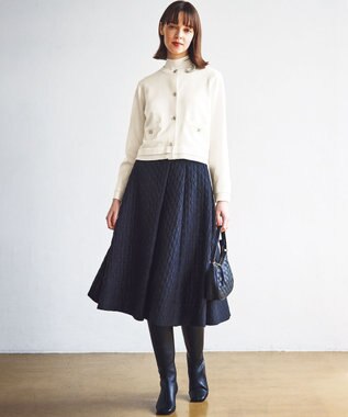 組曲 ジオメトリックフラワージャガード フレアスカート ブラック系