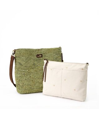 IBIZA ラフィア　ショルダーバッグ（草木染め） カーキ