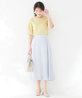 ANY SIS 【洗える】エアリーストライプ スカート ブルーストライプ