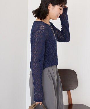 AMERICAN HOLIC レース長袖プルオーバー Navy