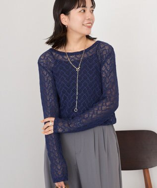 AMERICAN HOLIC レース長袖プルオーバー Navy