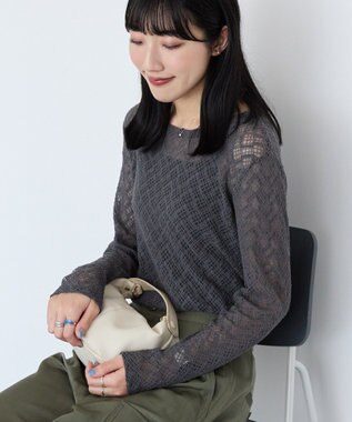 AMERICAN HOLIC レース長袖プルオーバー Charcoal Gray