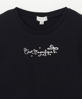 ANY KIDS 袖ギンガム 七分袖 Tシャツ ブラック×ブラックギンガム