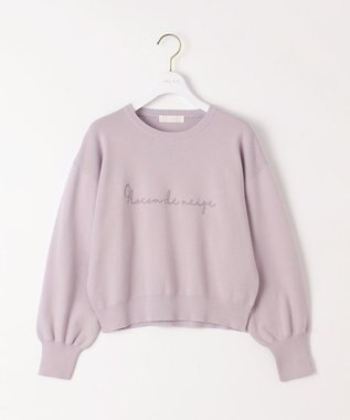 ANY SIS 【洗える】ロゴ刺繍 ニット ラベンダー×ライトグレー