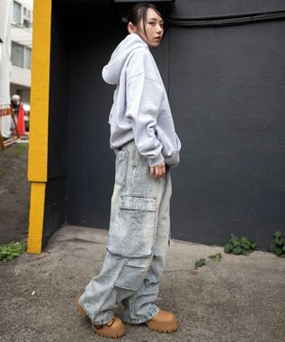 WEGO 【ユニセックス着用ITEM】デニムイージーカーゴパンツ デニム淡色