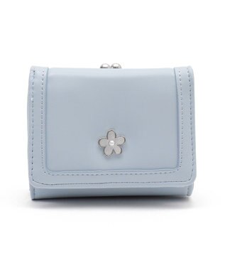 WEGO フラワーガマ口ウォレット サックス