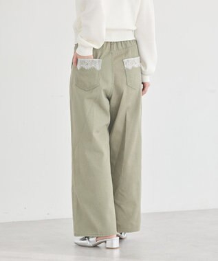earth music&ecology 【綿100％】ポケットレースカラーパンツ Light Green