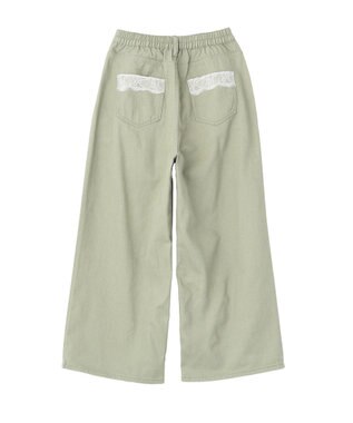 earth music&ecology 【綿100％】ポケットレースカラーパンツ Light Green