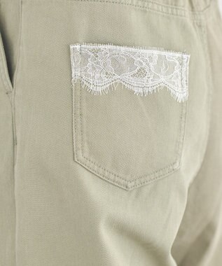earth music&ecology 【綿100％】ポケットレースカラーパンツ Light Green