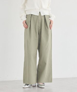 earth music&ecology 【綿100％】ポケットレースカラーパンツ Light Green