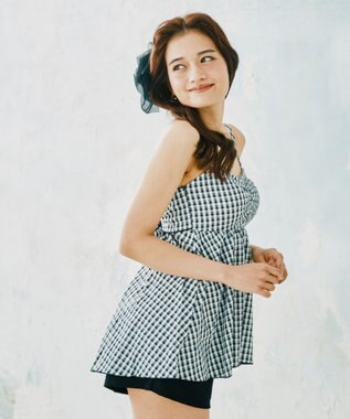 San-ai Resort（三愛水着楽園） 【WEB限定】ペプラムチェック3点セット【Beach Queen（ビーチクイーン）】 ブラック