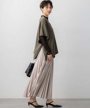 23区 S 【洗える】コンパクトウール マルチウェイ ニットポンチョ カーキ系