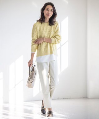 J.PRESS LADIES S 【洗える】ストレッチ テーパード パンツ ベージュ系