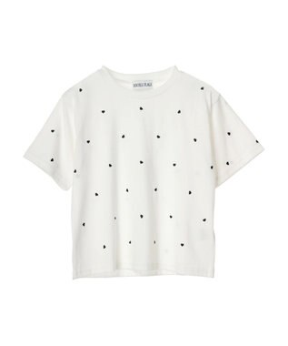 Green Parks ・Ｄｏｕｂｌｅ　Ｆｌａｇｓ　ハート刺繍ＴＥＥ Off White