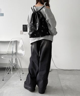 WEGO ハトメデザインナップサック ブラック