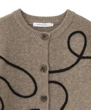 AMERICAN HOLIC コード刺繍ショートカーディガン Beige