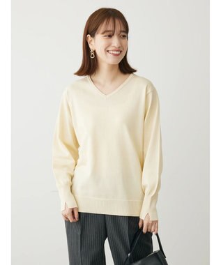 Green Parks アルガンオイル配合　Ｖネックプルオーバー Ivory