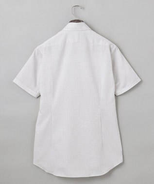 GOTAIRIKU 春夏向け【形態安定】SUMMERPREMIUMPLEATS_スナップダウンカラー 半袖ドレスシャツ_ブラウン(25年限定色) 白地×ダークブラウン格子