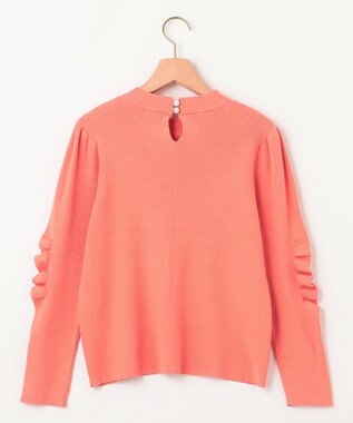 組曲 L Elena フリルスリーブ ニットプルオーバー コーラル系