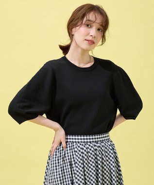 ANY パフスリーブニットプルオーバー ブラック