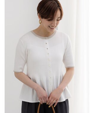 Te chichi ペプラムハーフスリーブニット オフホワイト
