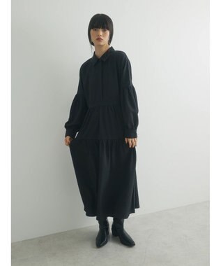 Green Parks armonia. ジャガードシャツワンピース Black