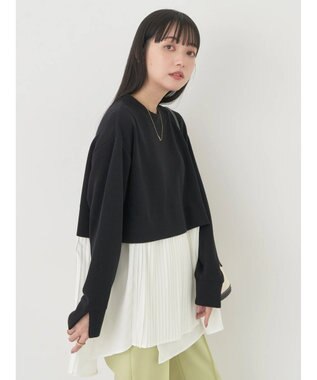 earth music&ecology プリーツヘムドッキングチュニック Black