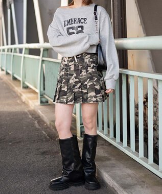 WEGO オフショルショートスウェット 杢グレー