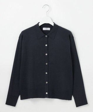 J.PRESS LADIES S 【洗える】ニットポロ カーディガン ネイビー系