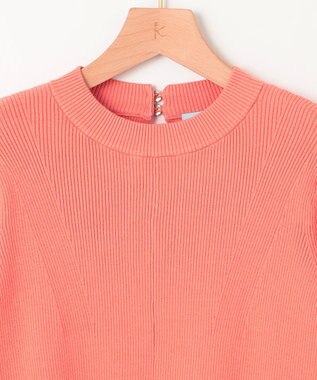 組曲 Elena フリルスリーブ ニットプルオーバー コーラル系