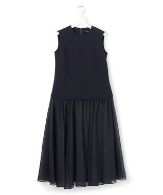 23区 S 【APPLAUDIR】クリアジョーゼットコンビ ドレス ネイビー系