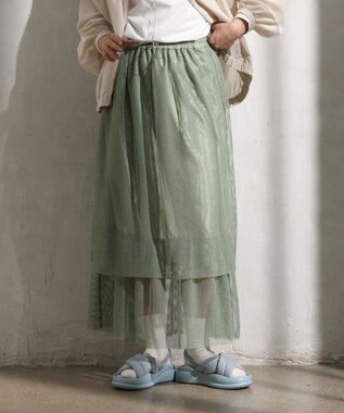 Green Parks メッシュティアードスカート Mint
