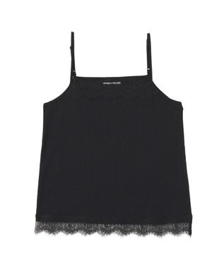 Green Parks ヒゲレーススクエアキャミソール Black