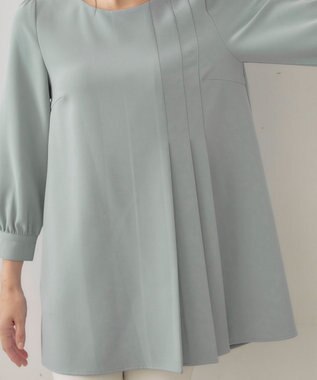 Tiaclasse L 【洗える】アシンメトリ―タックチュニック ブルー