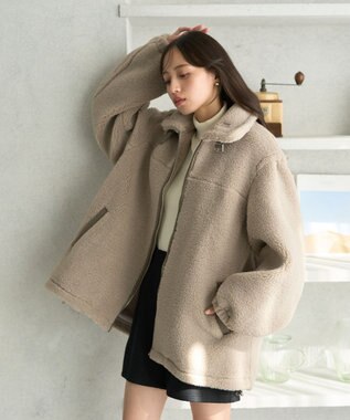 earth music&ecology ボアルーズブルゾン グレーベージュ