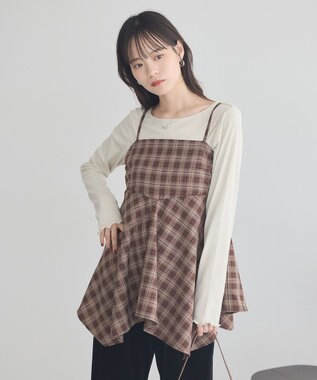 earth music&ecology ラメテレコボートネックプルオーバー Ivory