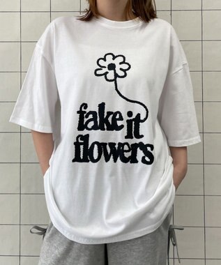 WEGO fake　it　flowersビッグT ホワイト