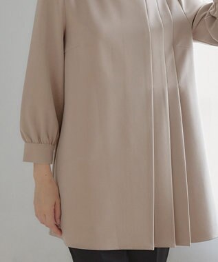 Tiaclasse L 【洗える】アシンメトリ―タックチュニック グレージュ