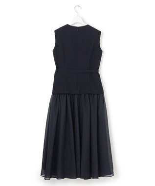 23区 S 【APPLAUDIR】クリアジョーゼットコンビ ドレス ネイビー系