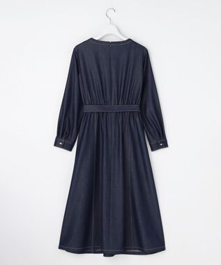 ANY SIS シャンブレーベルテッド ワンピース シャンブレーブルー