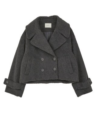 earth music&ecology シャギーショートコート Charcoal Gray