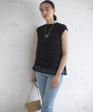 組曲 ラッセルレース ブラウス ブラック系