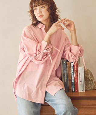 AMERICAN HOLIC イージーケアバックギャザーリボンシャツ Stripe Pink