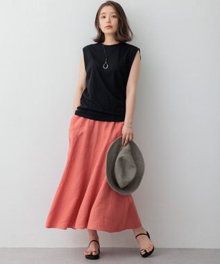 23区 S 【SLOW/一部店舗限定】シアーツイストシングルジャージー ノースリーブ カットソー ブラック系