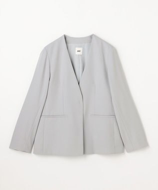 ANY L イージーケアライトストレッチノーカラージャケット ライトグレー